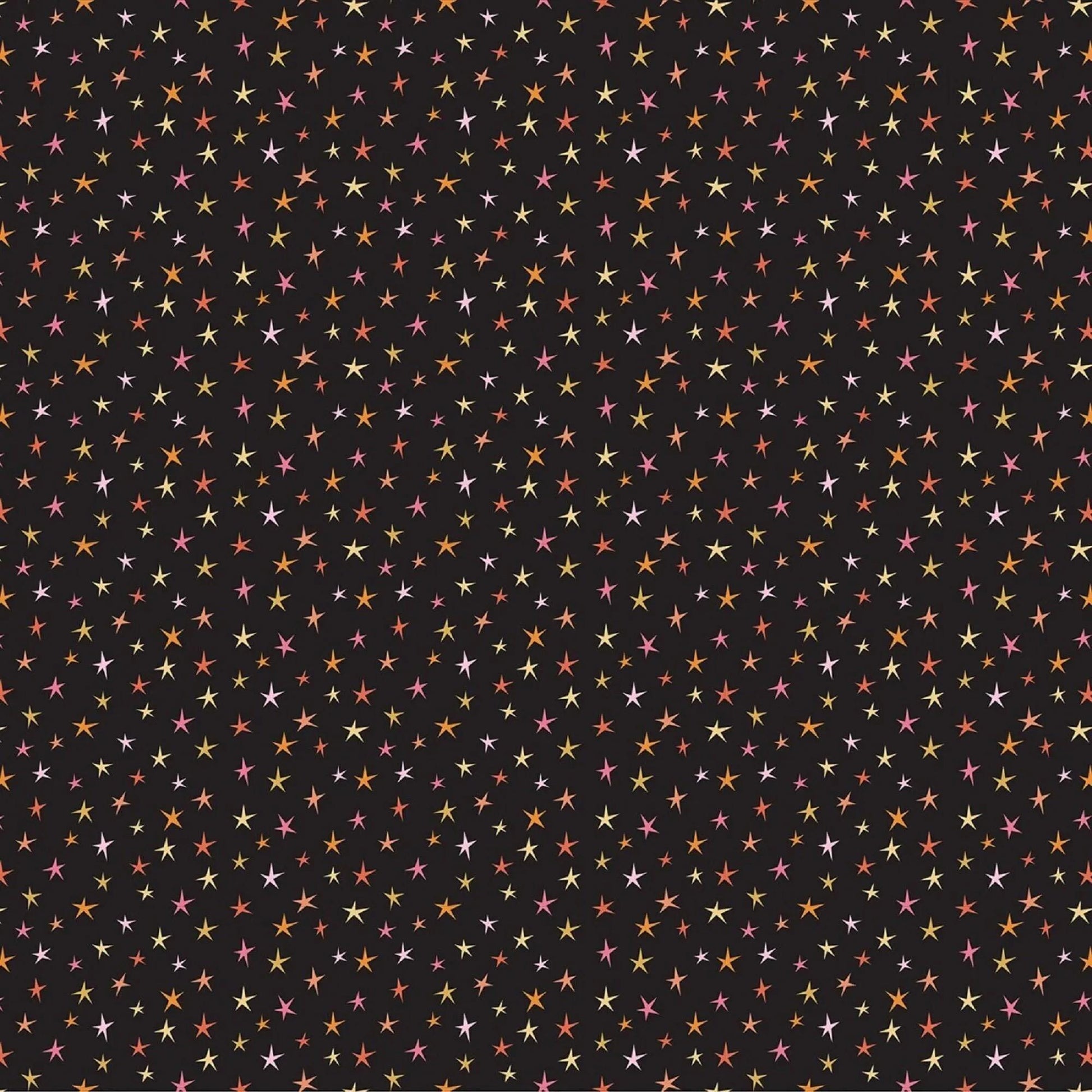Poppie Cotton Kitty Loves Candy Fabric Collection Stars on Black