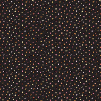 Poppie Cotton Kitty Loves Candy Fabric Collection Stars on Black
