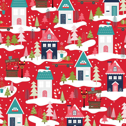 Maywood Studio Kimberbell Cup of Cheer Fabric Collection Houses on Red