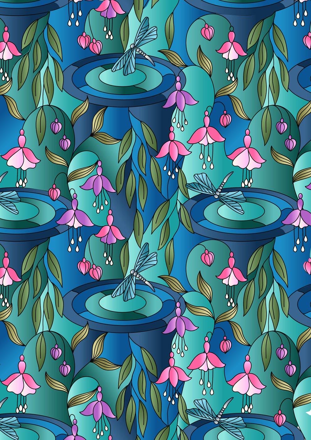 Lewis & Irene Reflections Fabric Collection Reflections Pools on Greens and Blues A511.1