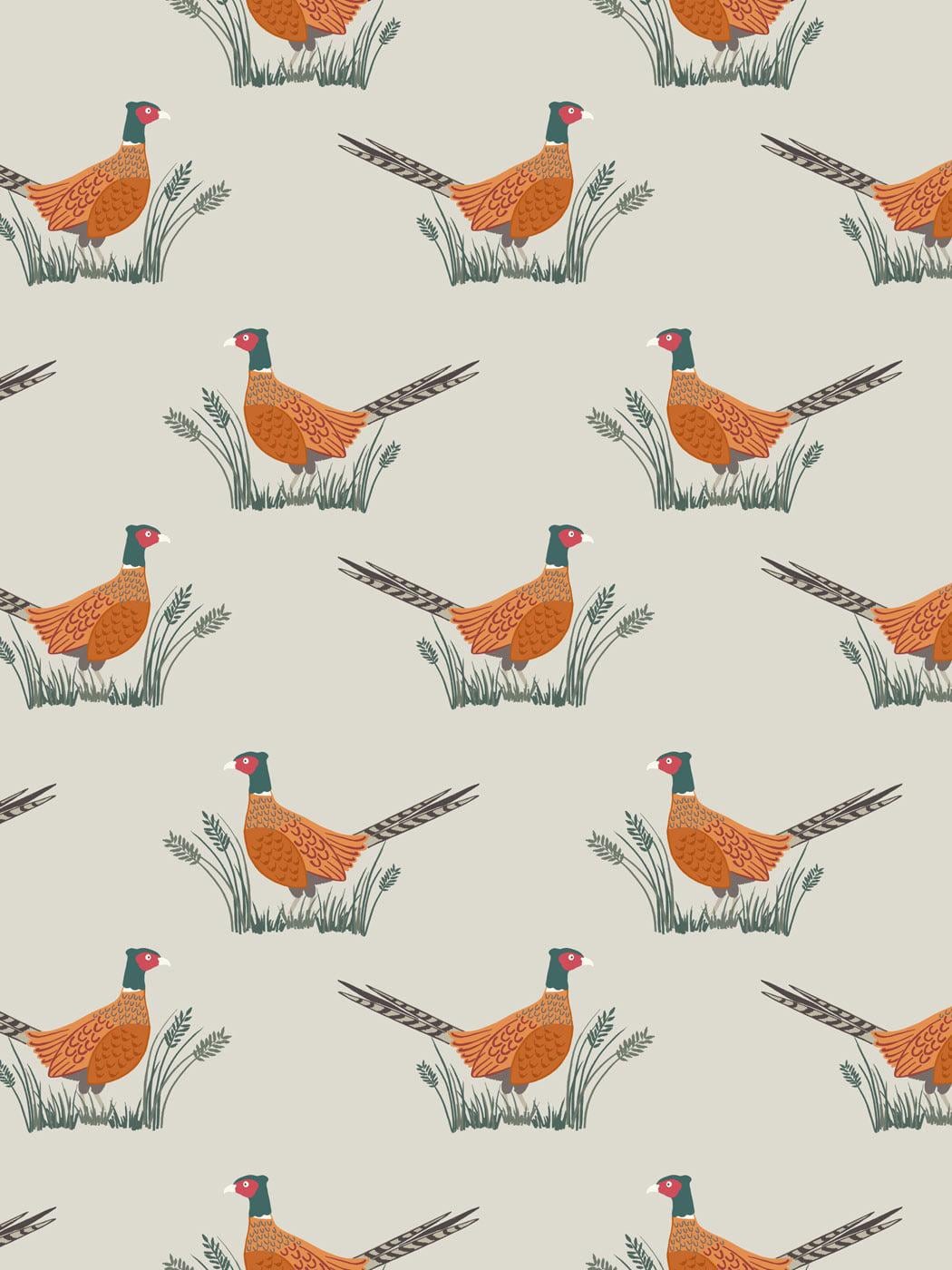 Lewis & Irene Country Life Reloved Fabric Collection Pheasants on Dark Cream A91.2