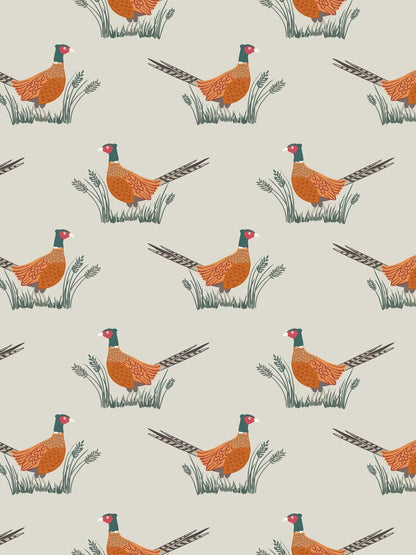 Lewis & Irene Country Life Reloved Fabric Collection Pheasants on Dark Cream A91.2