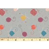 Lewis & Irene Small Things Crafts Fabric Collection Knitting and Crochet on Gray SM33.3