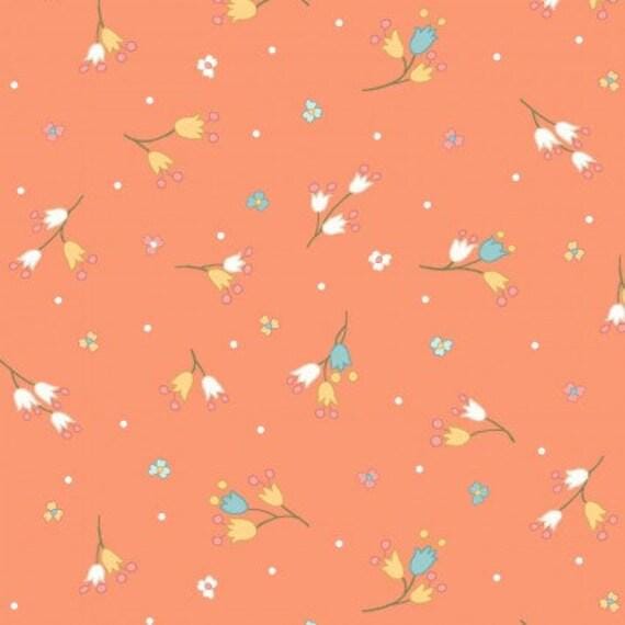 Maywood Studios Sunlit Blooms Fabric Collection Small Flowers on Orange