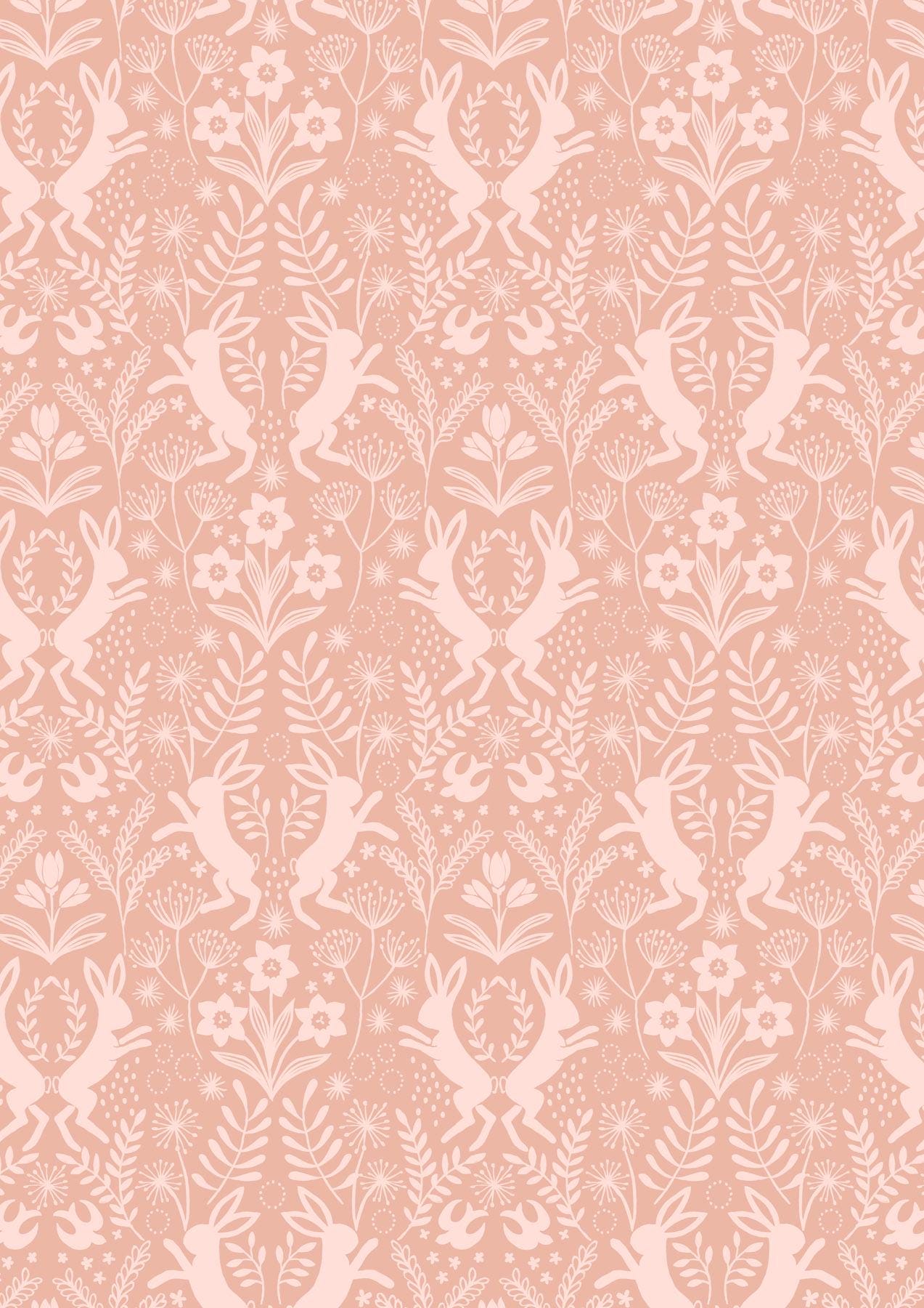 Lewis & Irene Spring Hare Reloved Fabric Collection Small Hares on Light Terracotta A728.1