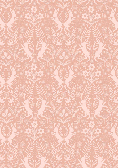Lewis & Irene Spring Hare Reloved Fabric Collection Small Hares on Light Terracotta A728.1