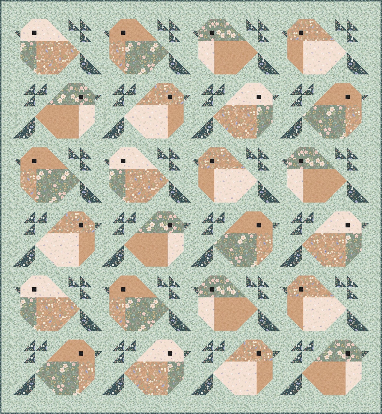 Limited Edition Pen + Paper Patterns Sparrows Quilt Kit Featuring Lewis & Irene Sky Garden Fabric Collection