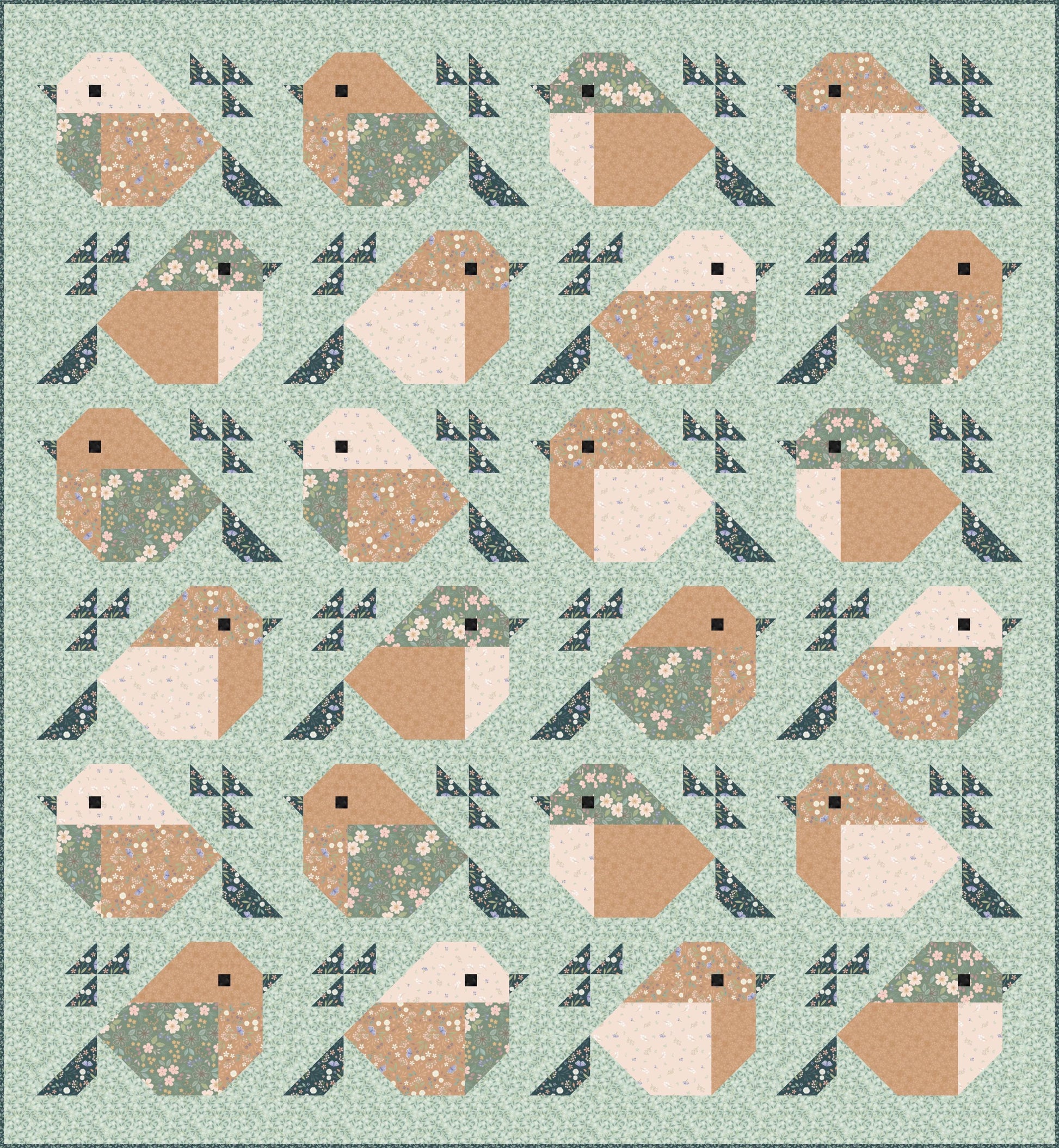 Limited Edition Pen + Paper Patterns Sparrows Quilt Kit Featuring Lewis & Irene Sky Garden Fabric Collection