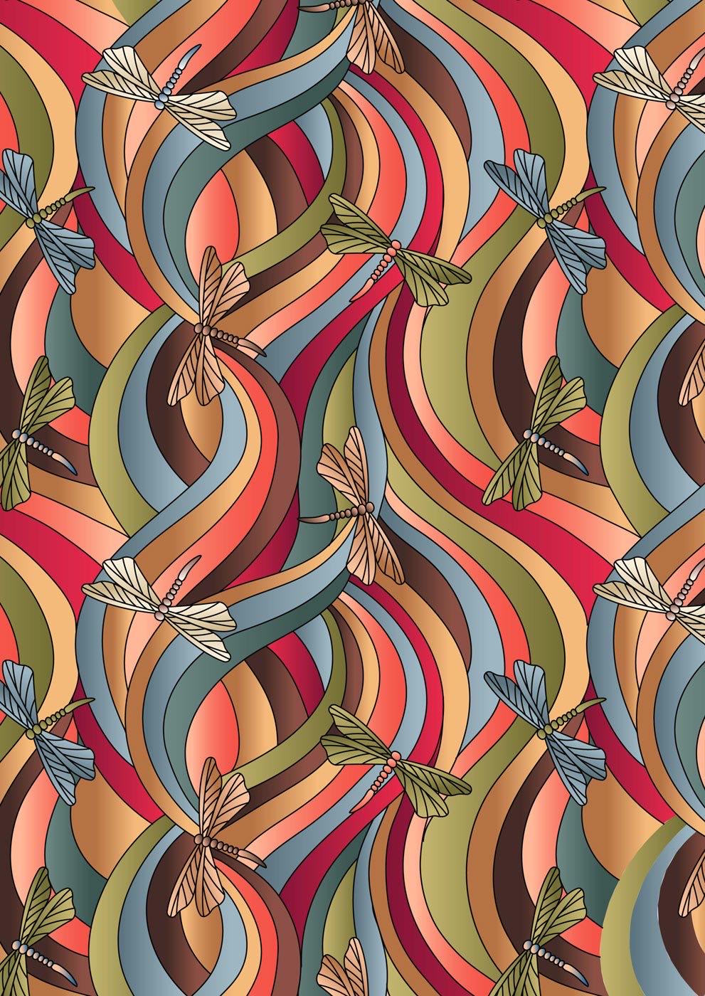 Lewis & Irene Reflections Fabric Collection Dragonflies on Earth Tones A514.3