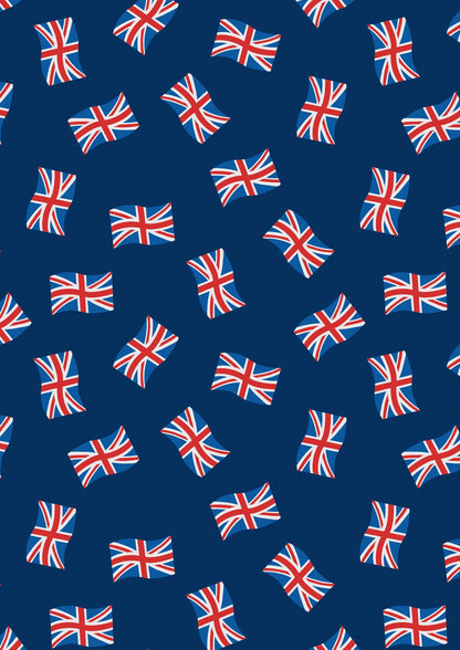 Lewis & Irene Jubilee Fabric Collection Union Jacks on Dark Blue A612.3