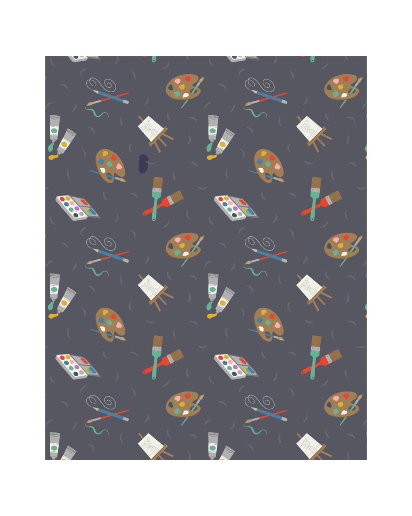 Lewis & Irene Small Things Crafts Fabric Collection Painting on Gray/Black SM35.3
