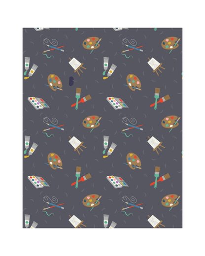 Lewis & Irene Small Things Crafts Fabric Collection Painting on Gray/Black SM35.3