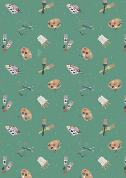 Lewis & Irene Small Things Crafts Fabric Collection Painting on Green SM35.2