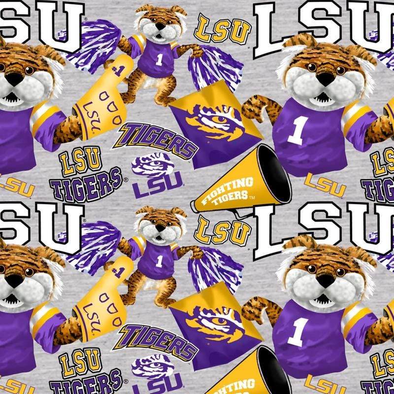 Sykel LSU Tigers (Louisiana State University) Mascot Print Fabric
