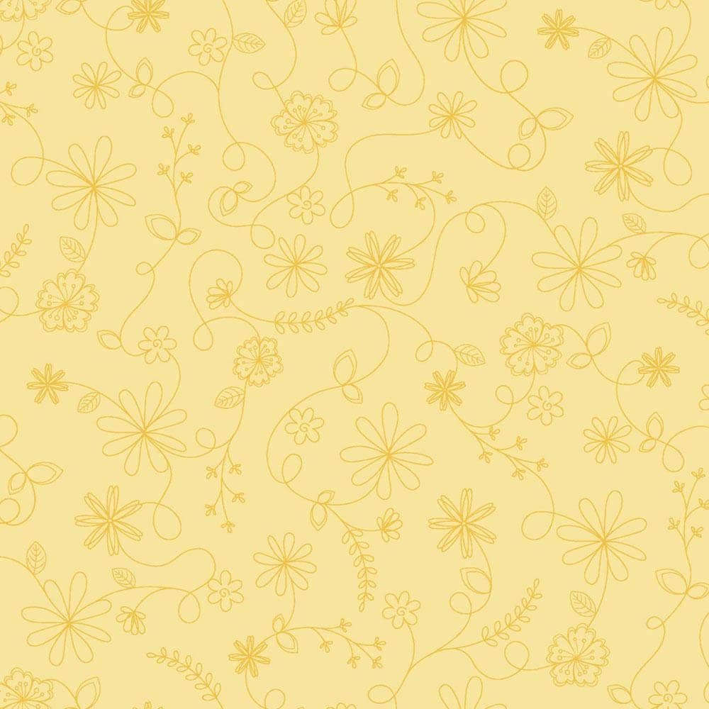 Maywood Studio Kimberbell Vintage Flora Fabric Collection Swirl Floral on Yellow MAS10334S