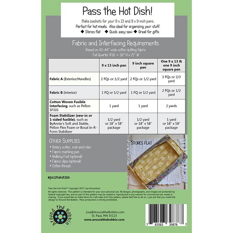 Around The Bobbin Pass The Hot Dish Pattern ATB-171 - 2 Size Variations Per Pattern