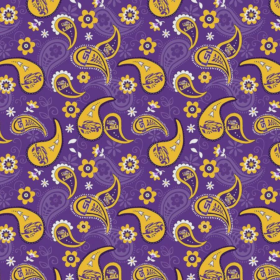 Sykel LSU Tigers (Louisiana State University) Paisley Print Fabric