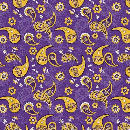 Sykel LSU Tigers (Louisiana State University) Paisley Print Fabric