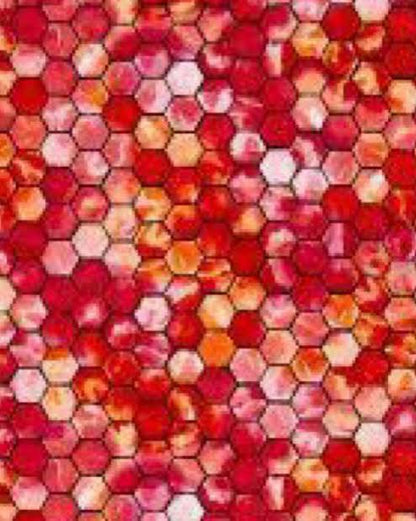 Ink & Arrow Junebee Fabric Collection Honeycomb on Reds Authentic Premium 100% Cotton Quilt Shop Quality Fabrics