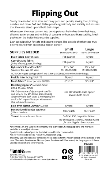 ByAnnie Flipping Out Zipper Cases Pattern - 2 Size Variations Per Pattern