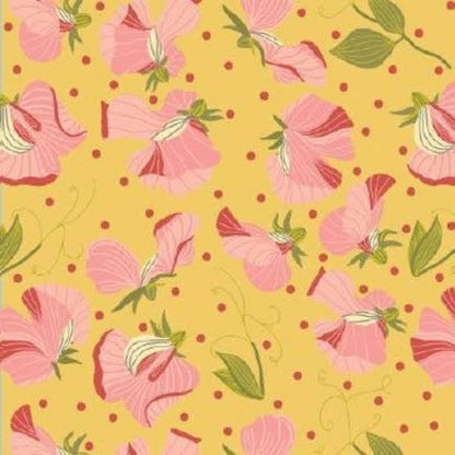 Poppie Cotton Prairie Sisters Fabric Collection Sara Floral on Yellow Authentic Premium 100% Cotton Quilt Shop Quality Fabrics