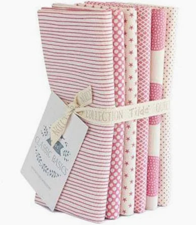 Tilda Basics Classics Pink Fabric Collection 6pc Fat Quarter Bundle Authentic Premium 100% Cotton Fabrics