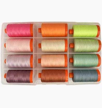 Aurifil Tula Pink Neon & Neutrals 12 Large Spool Thread Set 50WT (Large Spool 1422YDS)