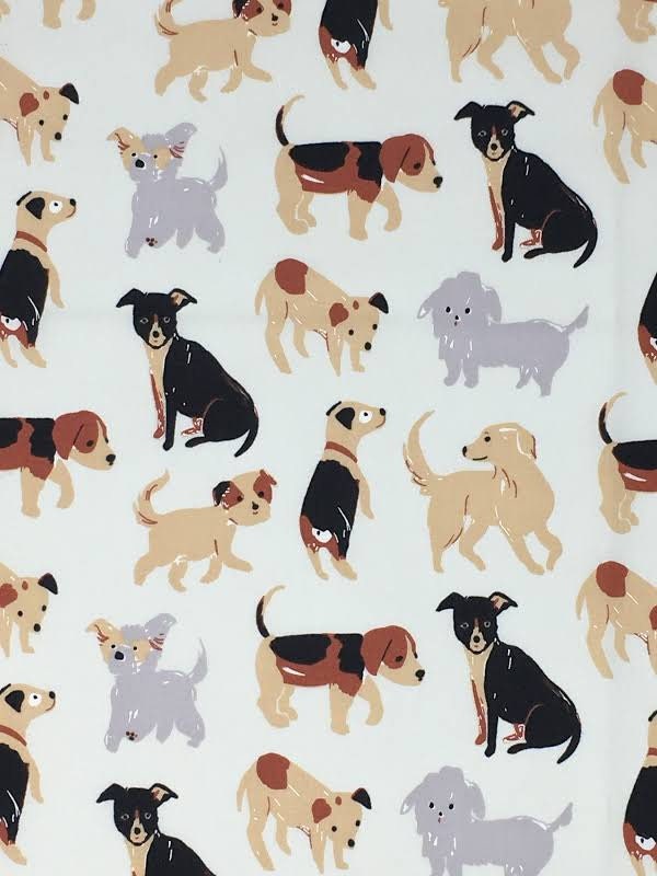 Birch Organic Cotton Dog Park Fabric Collection Take a Walk on Cream